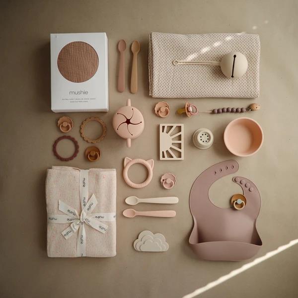 Mushie Beißring Katze, Blush, aus Silikon, BPA-frei