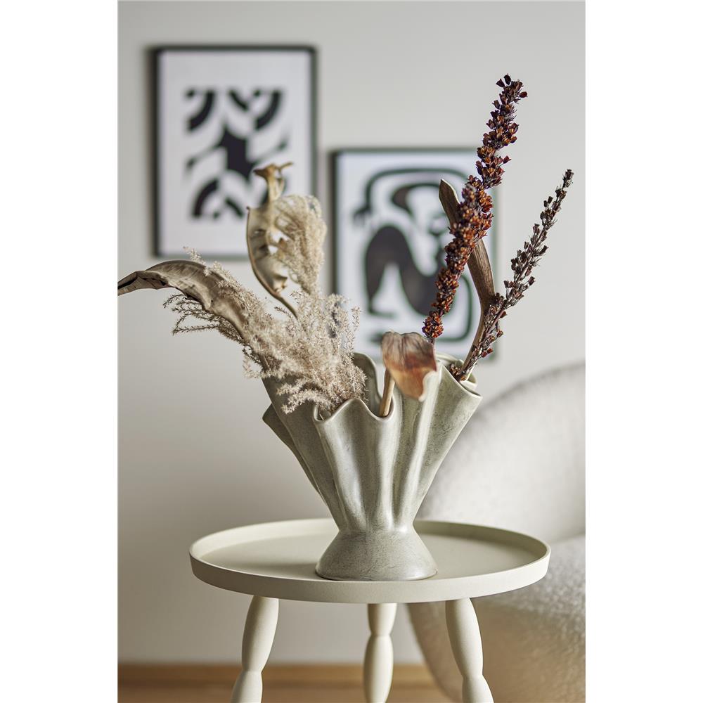 Bloomingville Plier unförmige geschwungene Blumenvase aus Steingut in Naturfarben