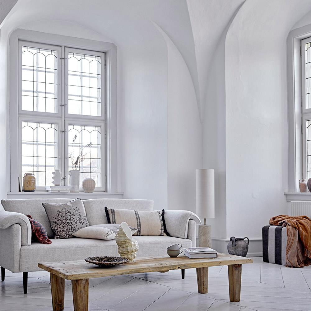 Bloomingville Galia Kissen Braun 50x25 cm – Baumwolle, gestickt & mit Fransen