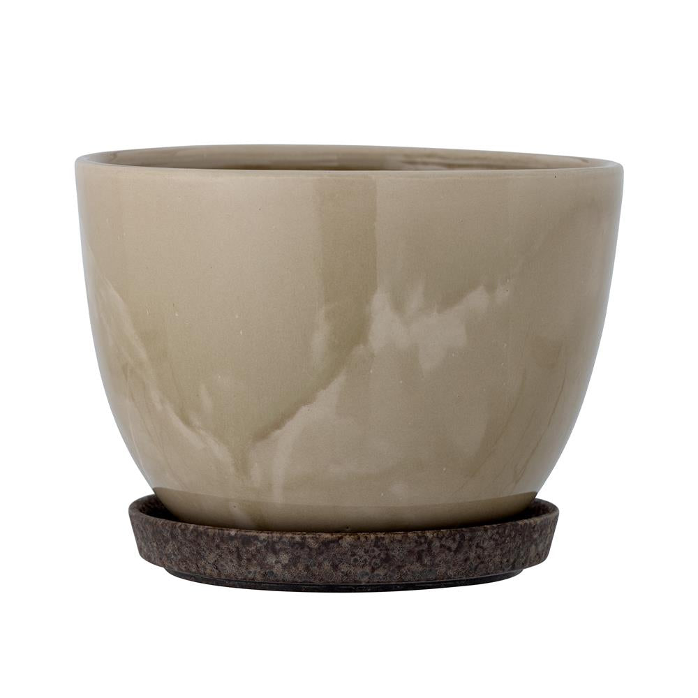 Bloomingville Ritva Blumentopf in Braun, 23,5x18 cm, aus Steingut