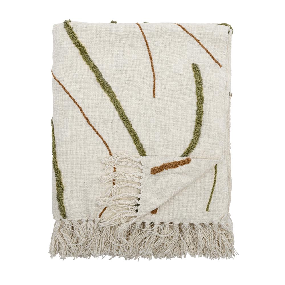 Bloomingville Osasio Decke bunt 150x130 cm aus Baumwolle – Wohndecke Kuscheldecke