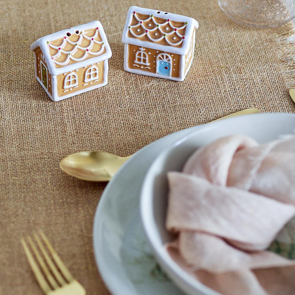Bloomingville Ginnie Salz- und Pfefferstreuer – Form eines Lebkuchenhauses, Weihnachten, dänisches Design