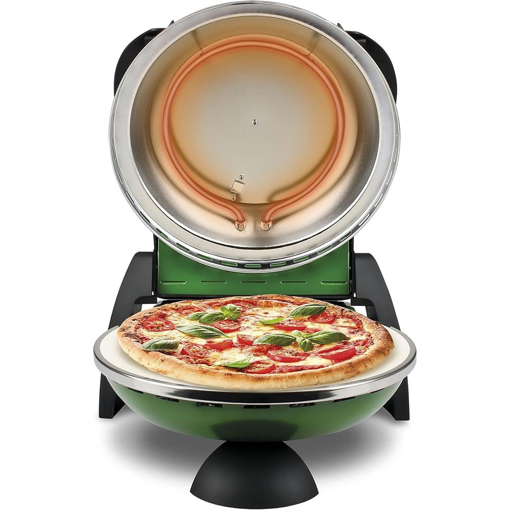 G3Ferrari elektrischer Pizzaofen Delizia 1200 W für Pizza Ø 31cm grün Pizzamaker mit feuerfestem Naturstein