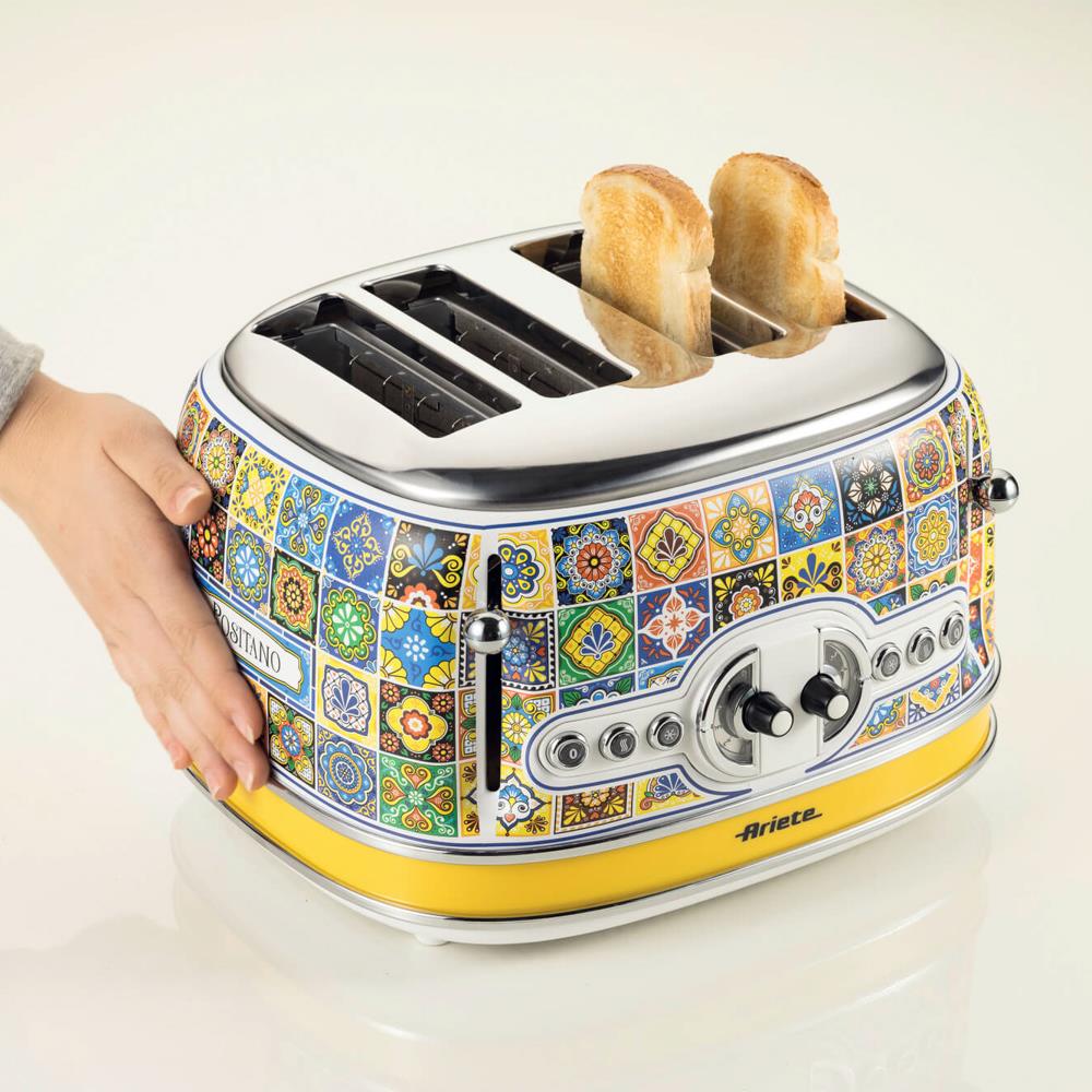 Ariete Positano Toaster, Mediterranes Design, 4-Scheiben-Toaster mit 6 Bräunungsstufen