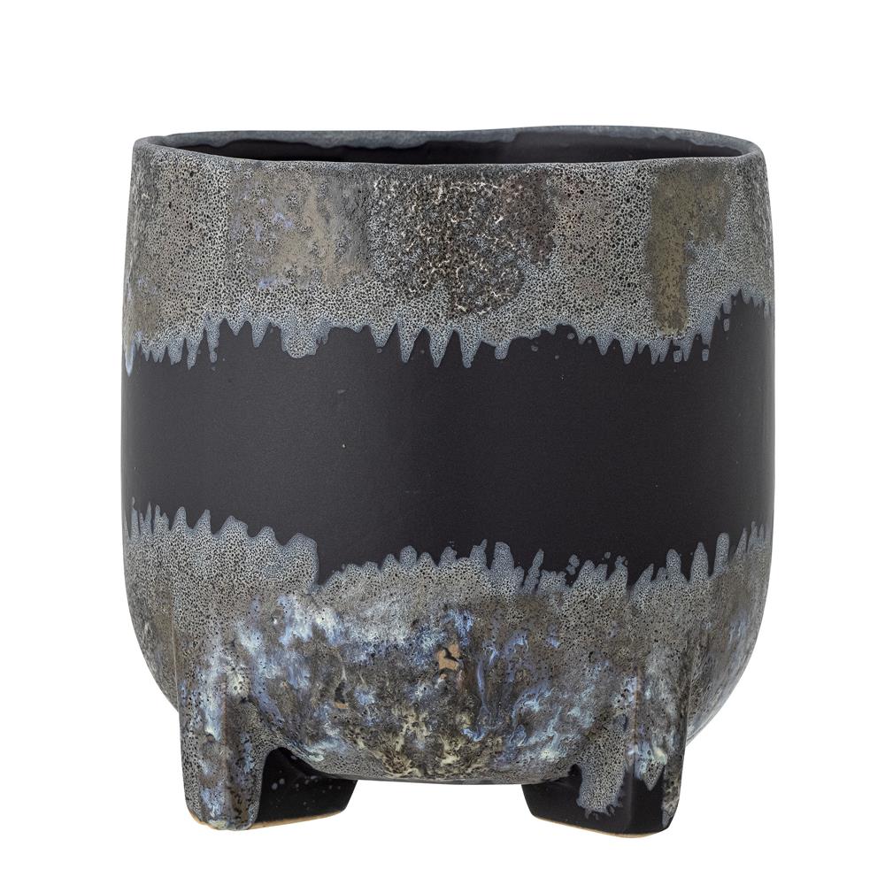 Bloomingville Nasru Blumentopf Schwarz – Steingut Ø15,5×H16 cm