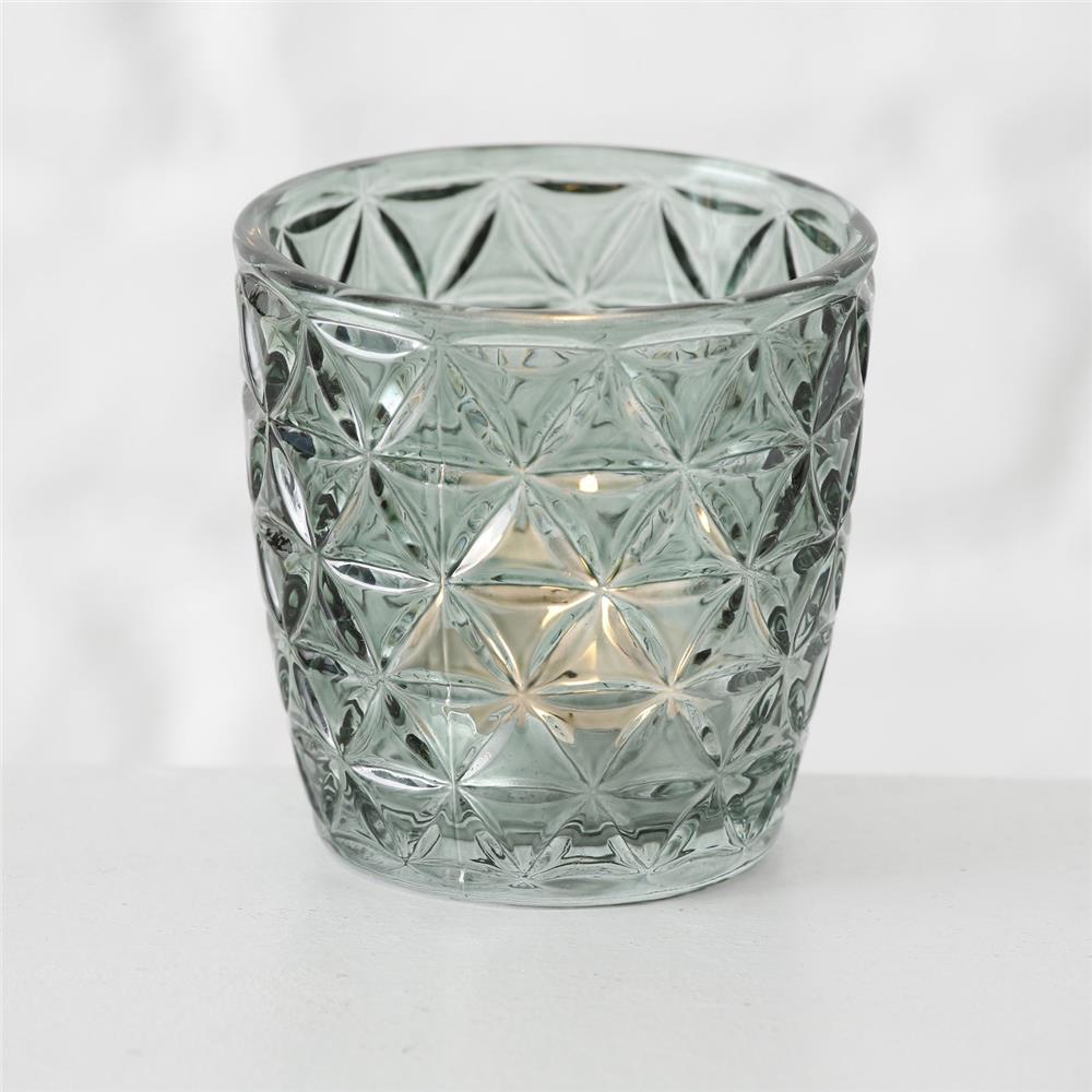 BOLTZE Windlicht Marilu 4er Set Grün Glas Rund 8 x 8 cm