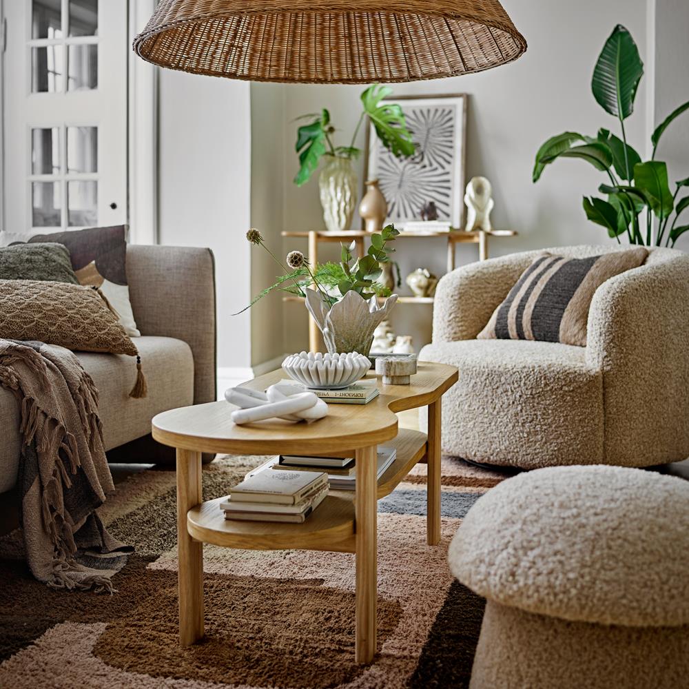 Bloomingville Bocca Pouf aus Polyester in Natur – organischer Sitzpouf für Wohnzimmer