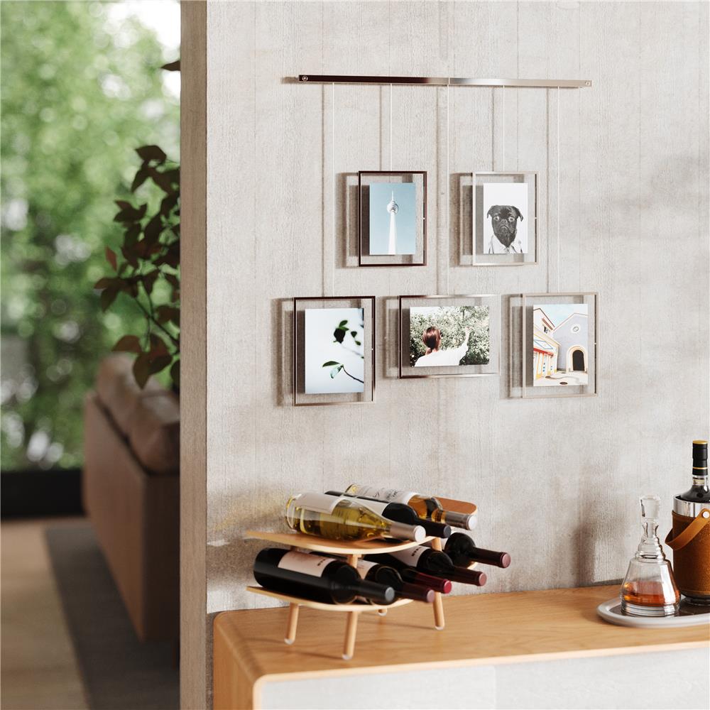 Umbra Exhibit Foto Collage Bilderrahmen, für 5 Fotos (2x 10x15cm und 3x 13x18cm), in Chrom