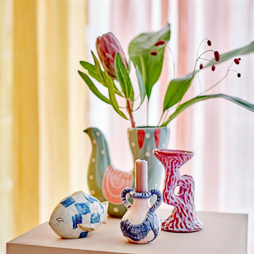 Bloomingville Ivalie Kerzenhalter, Pink, Steingut – einzigartiges Design mit reaktiver Glasur