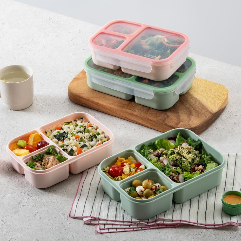 LocknLock To-Go Lunchbox 980 ml, Rosa, 3 Fächer - Mikrowellengeeignet BPA-frei