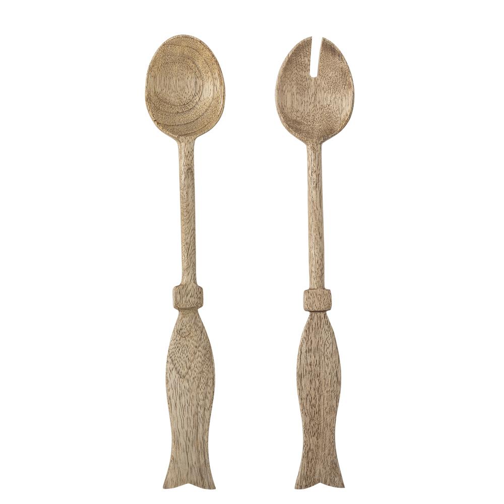 Bloomingville Seva Salatbesteck 2er Set L29 cm natur - Mangoholz Salatbesteck für Küche & Tischdeko