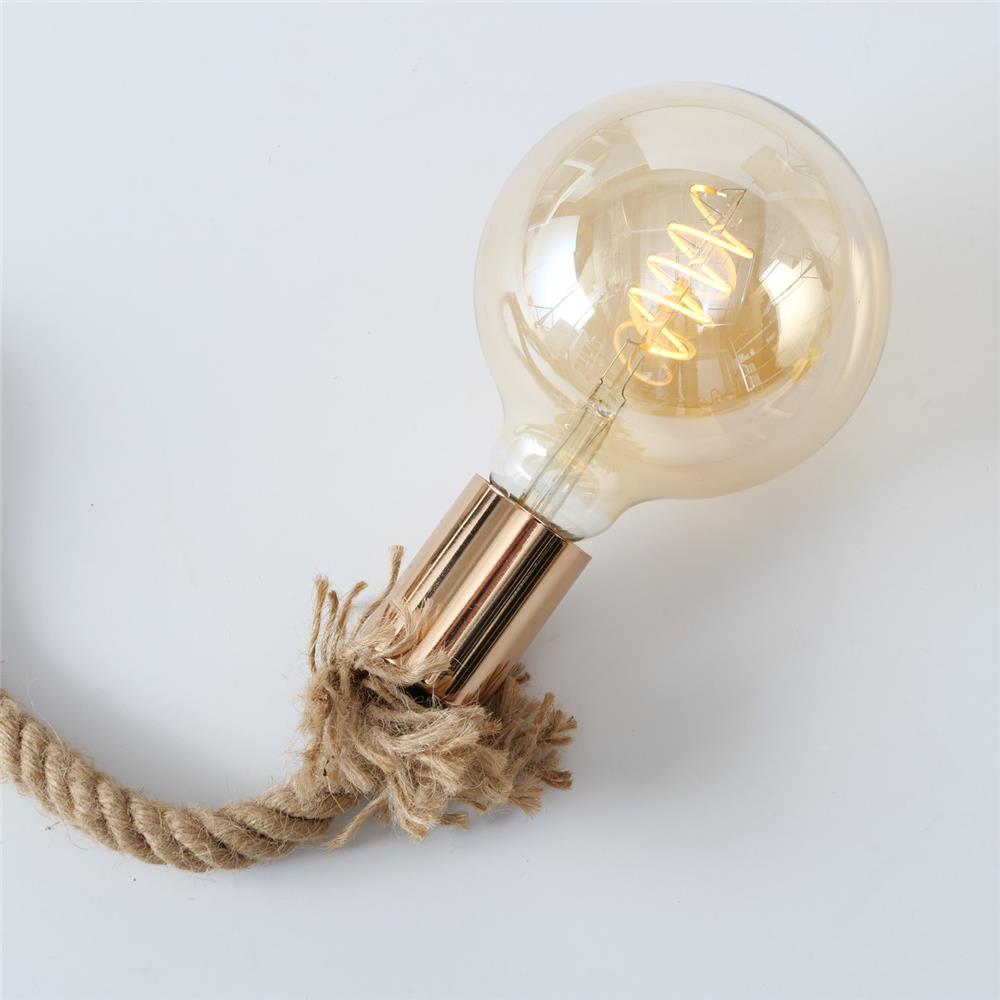 BOLTZE Tischleuchte Toko Glühbirne am Tau Braun Jute-Seil 3m ohne Leuchtmittel