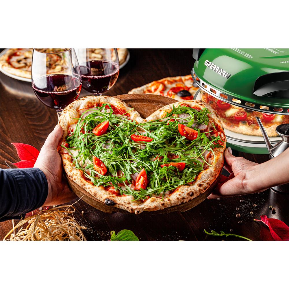G3Ferrari elektrischer Pizzaofen Delizia 1200 W für Pizza Ø 31cm grün Pizzamaker mit feuerfestem Naturstein