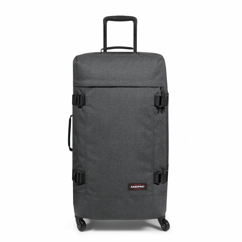 Eastpak TRANS4 L, Großer Reisetrolley, Black Denim (grau), 80L, Rollkoffer mit 4 Rädern und TSA-Schloss