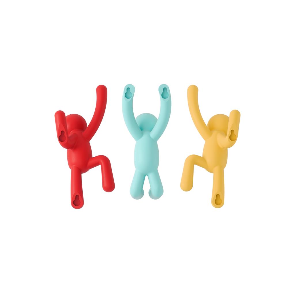 Umbra Buddy Haken 3er Set, Dekorative Wandhaken, Garderobenhaken in Bunt
