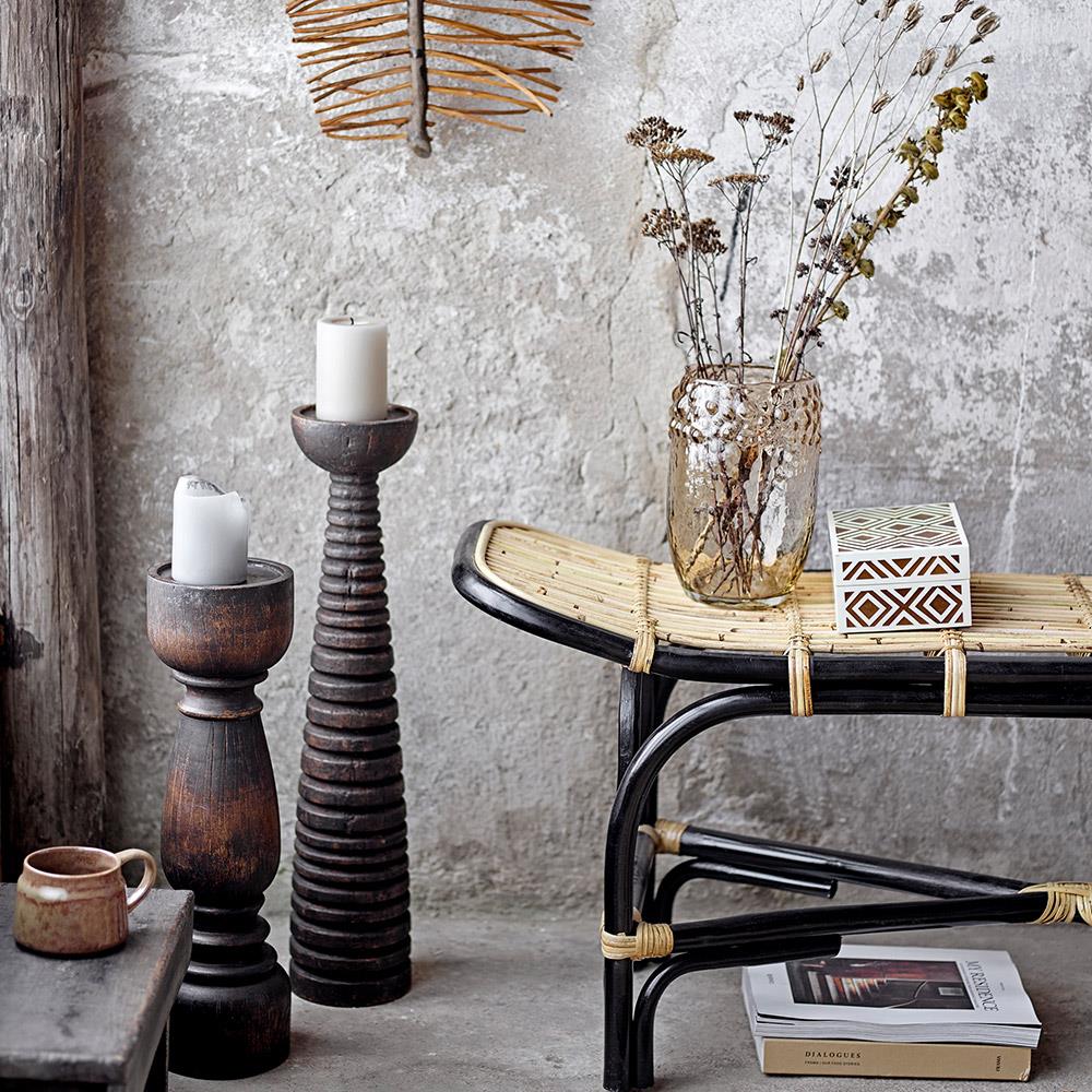 Bloomingville Theron Kerzenständer, Braun, 48 cm, Handgeschnitztes Mangoholz, Rustikales Design