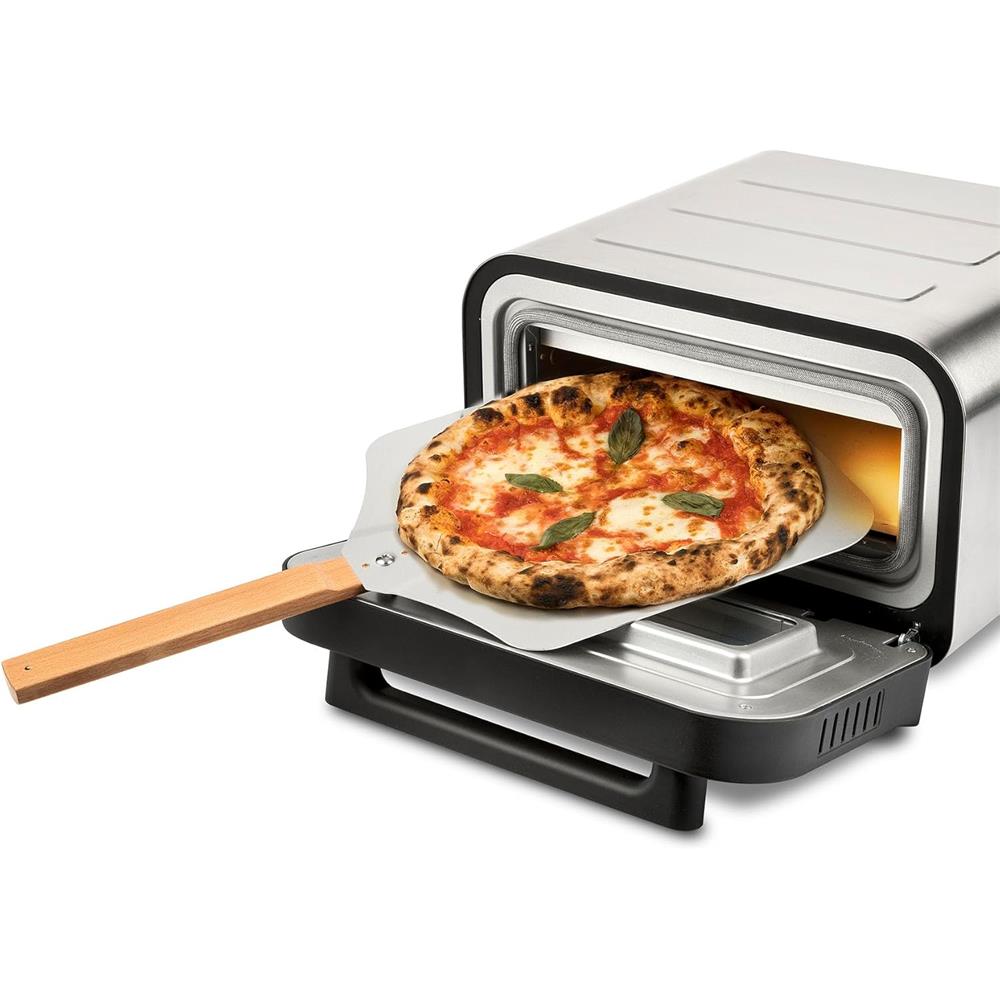 G3Ferrari Pizzaofen Pizza Pro silber elektrischer Pizzaofen Pizzamaker bis 450°C Display Schamottsein Selbstreinigungsprogramm