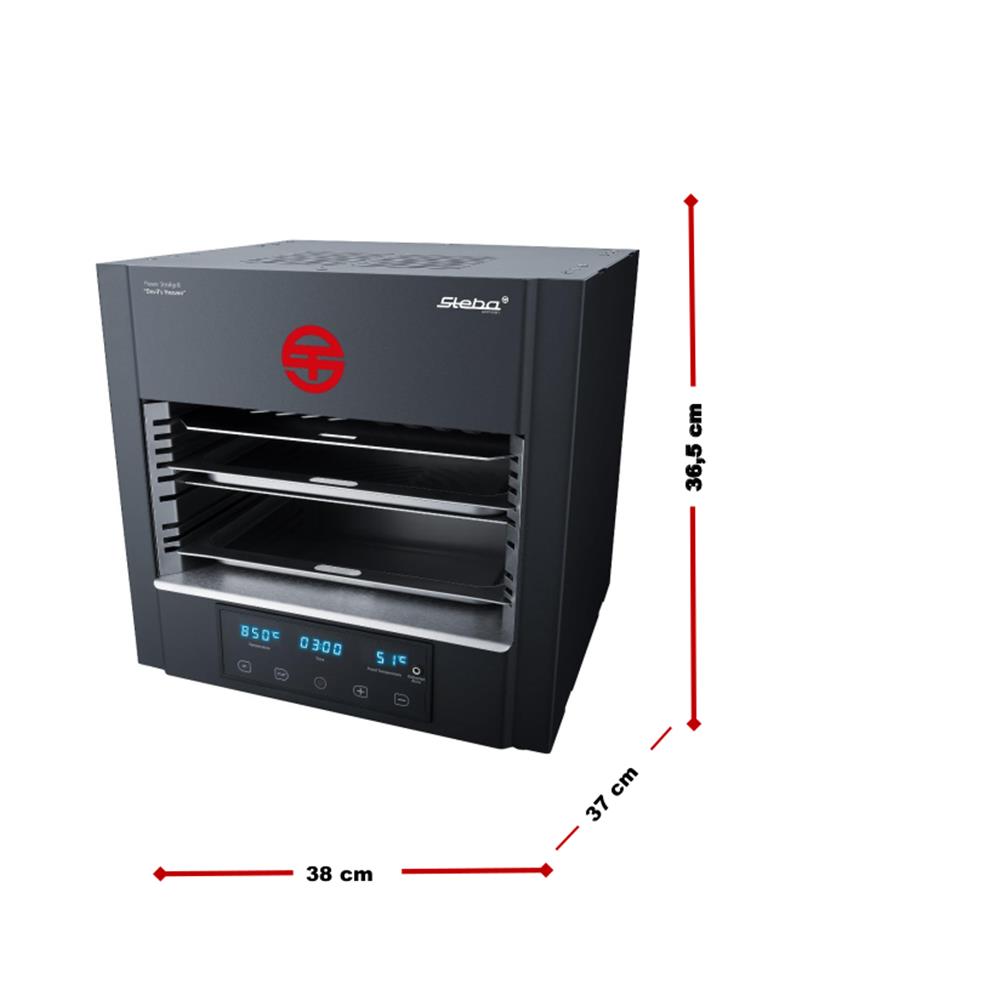 Steba Power Steakgrill PS E2600 XL DEVIL'S HEAVEN – 2600W, 400-850°C, Elektronische Kerntemperatur-Messsonde, Edelstahl-Zubehör