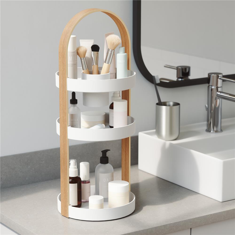Umbra Bellwood 3-stufiger Kosmetik/Makeup Organizer in Weiß/Natur