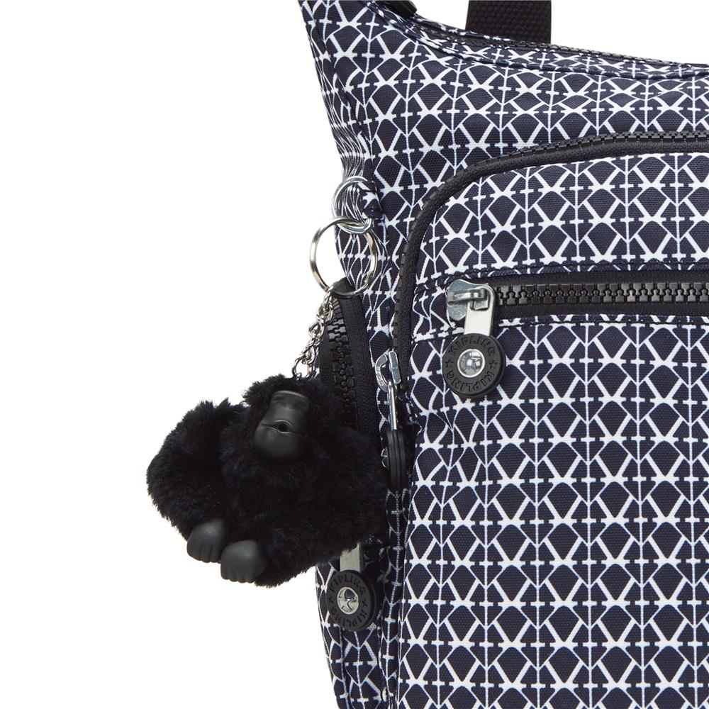 Kipling GABBIE M, Mittelgroße Umhängetasche, Signature Print (blau), Schultertasche mit Reißverschluss