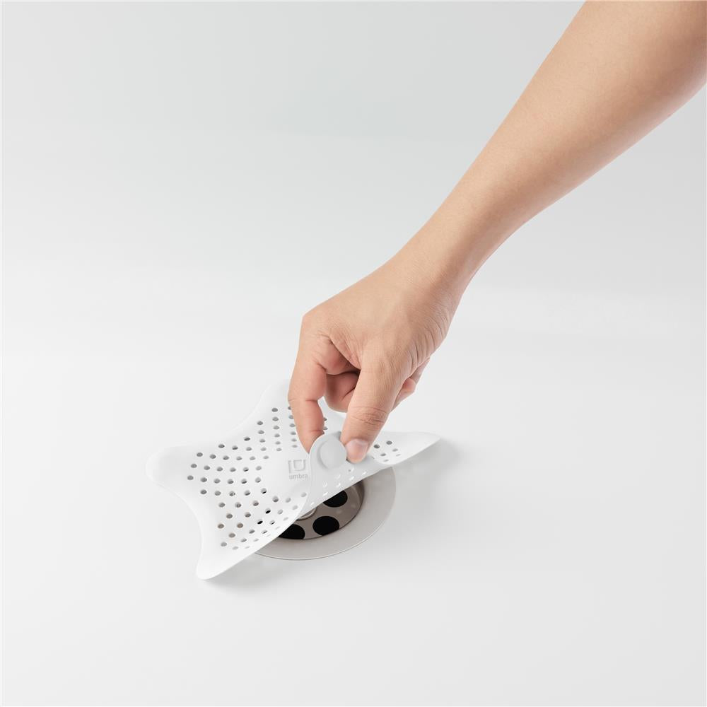 Umbra Starfish Abfluss Haarfänger mit Saugnäpfen, Silikon Abflusssieb, in Weiß