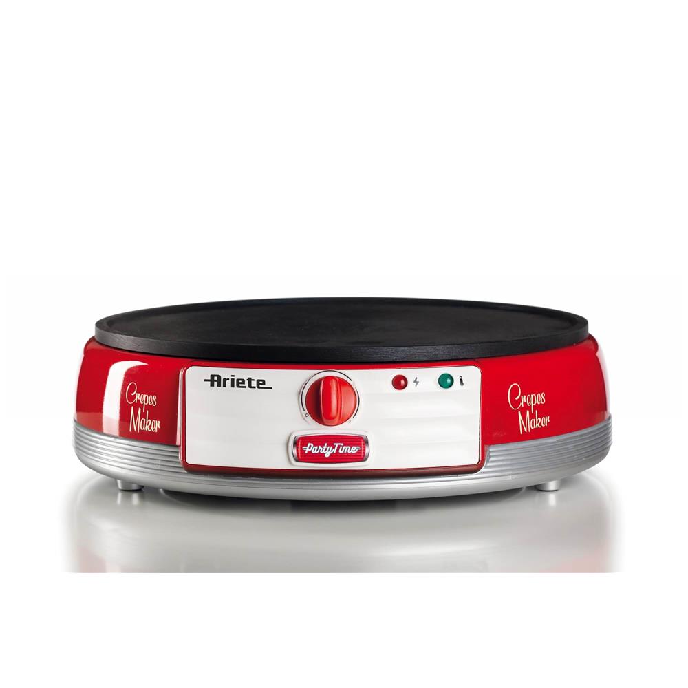 Ariete Party Time Crepes-Maker, Rot, Crepes-Maschine, Retro-Design, 50er Jahre-Stil