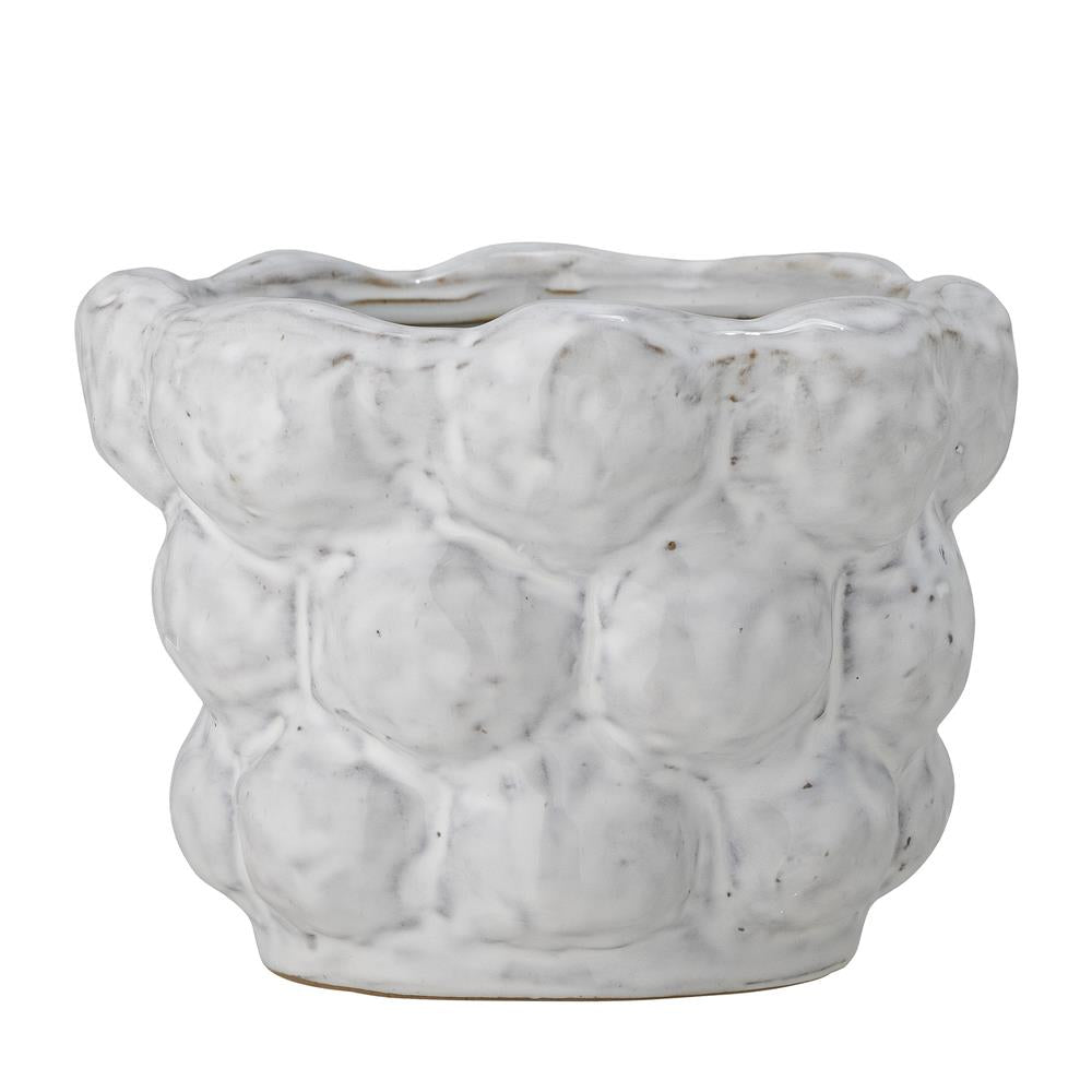 Bloomingville Dieter Blumentopf Weiß Ø16 cm – Steingut mit Glasur & Muster
