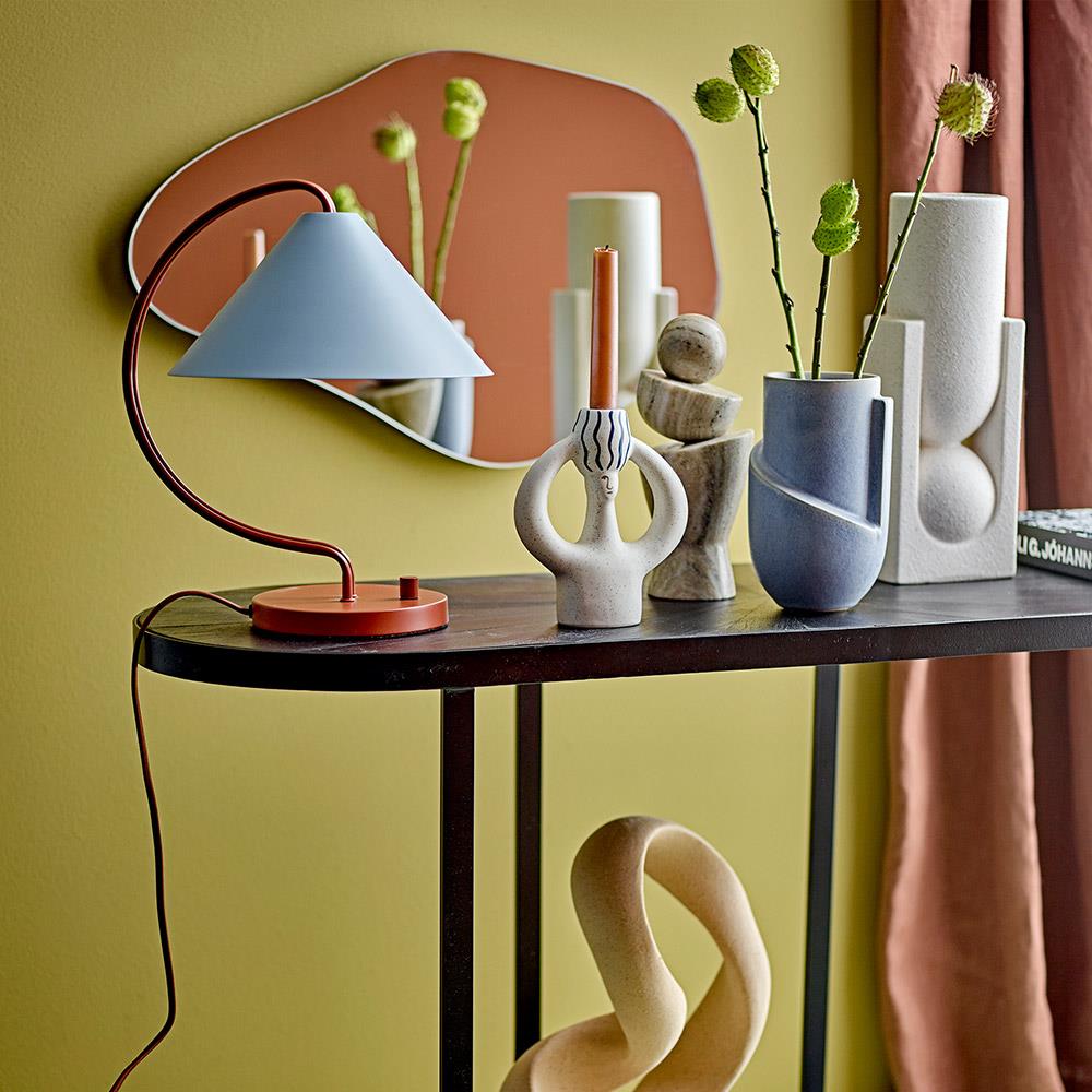 Bloomingville Hatty Kerzenhalter Blau – Steingut, handbemalt, grafisches Design