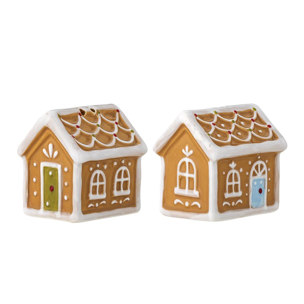 Bloomingville Ginnie Salz- und Pfefferstreuer – Form eines Lebkuchenhauses, Weihnachten, dänisches Design