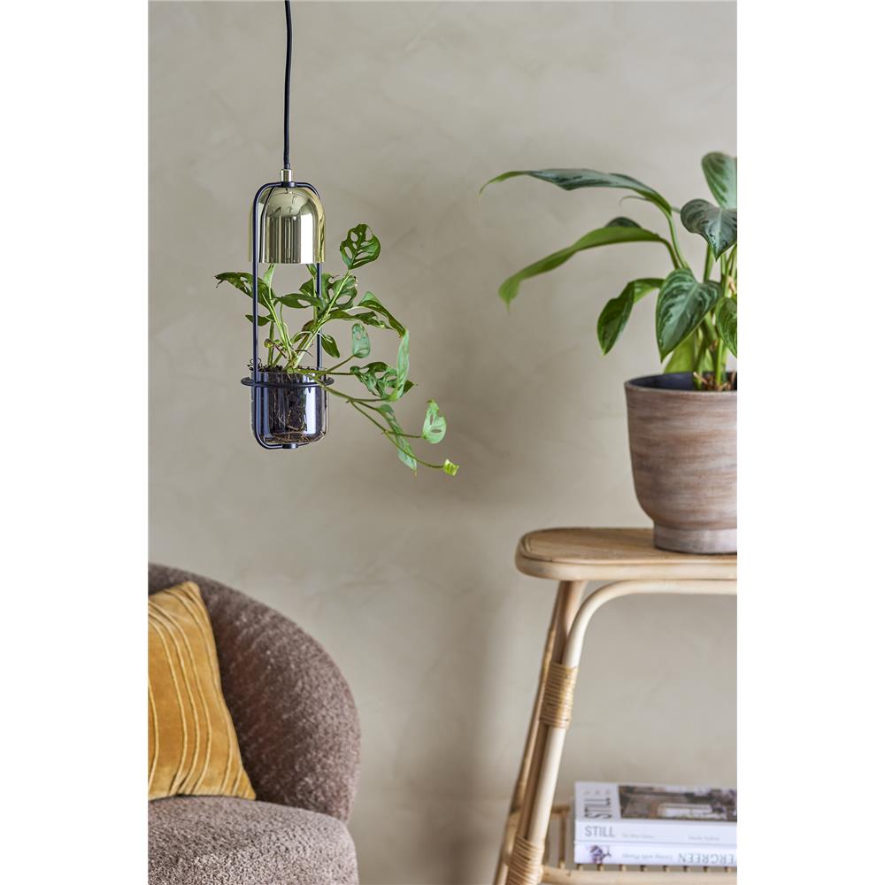Bloomingville Pendellampe gold mit Blumentopf Hängelampe Pendelleuchte dänisches Design
