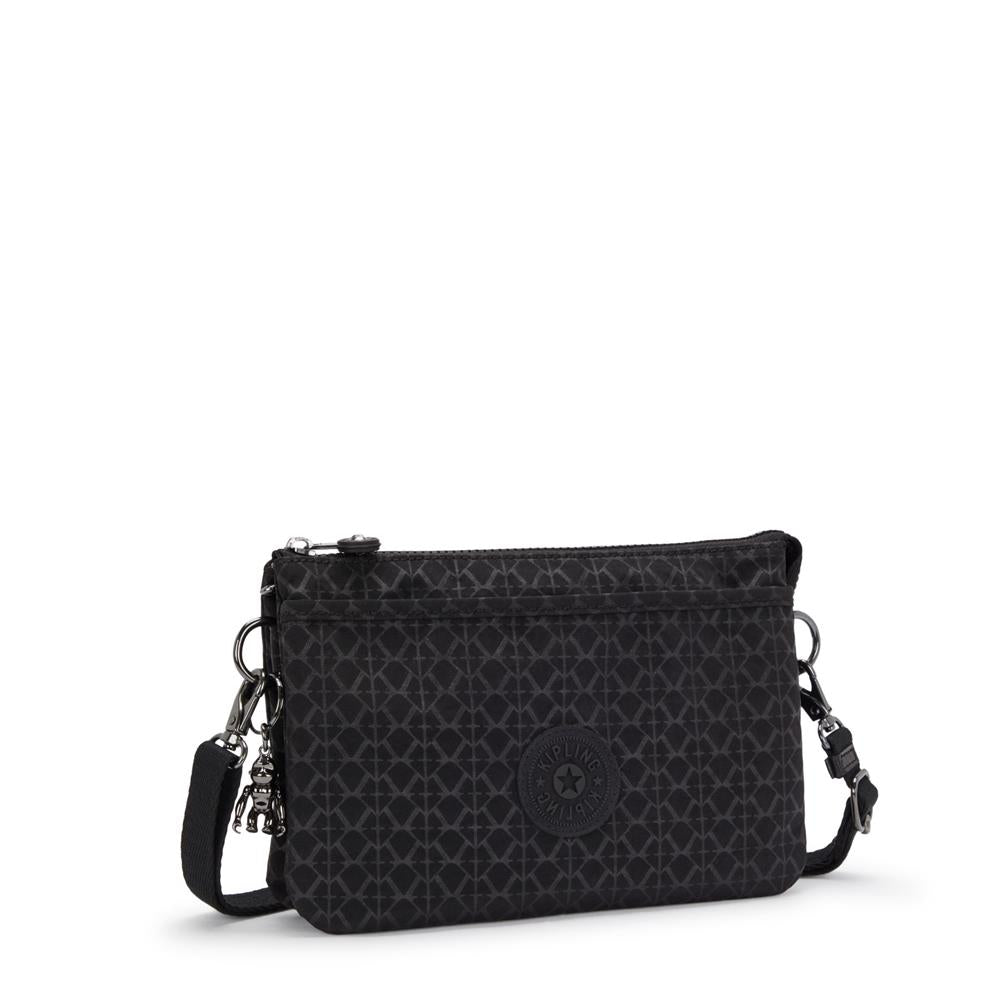 Kipling RIRI Kleine Umhängetasche, Schultertasche in Signature Emb (schwarz)
