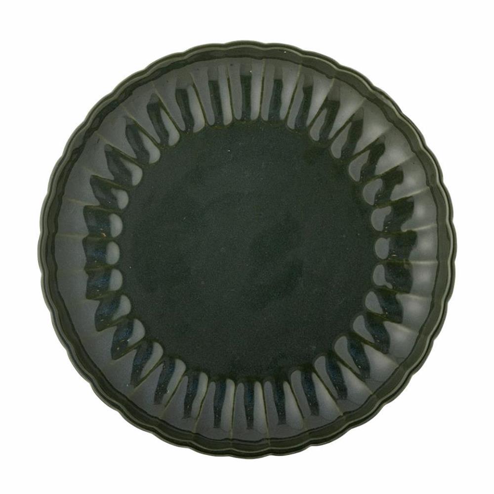 Bloomingville Latina Teller, Dunkelgrün, 27 cm, Steingut, Speiseteller, dänisches Design
