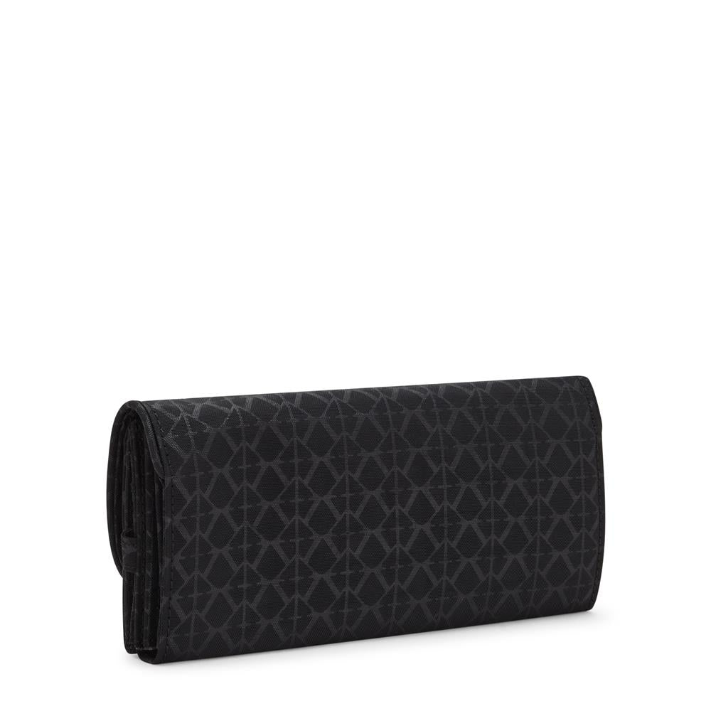 Kipling MONEY LAND, Großes Portemonnaie, Signature Emb (schwarz), Geldbörse, Brieftasche