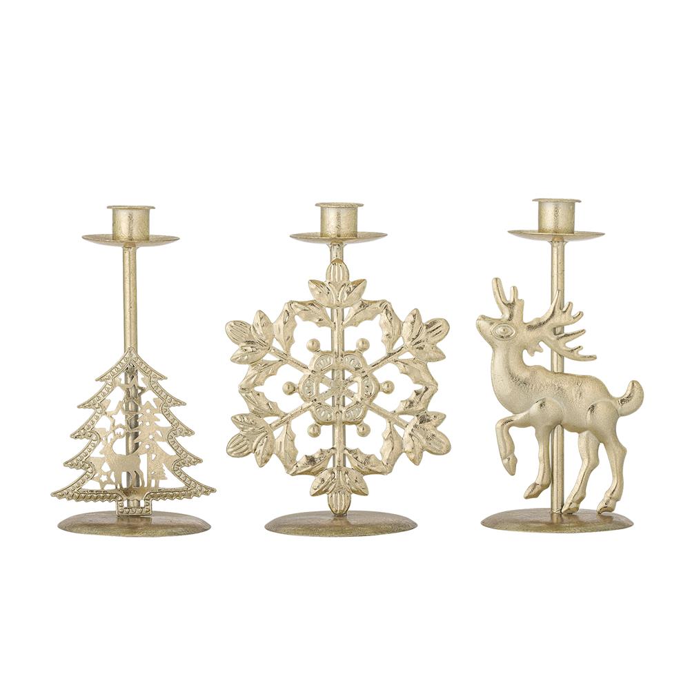 Bloomingville Sauda Kerzenhalter Gold Metall 3er Set Weihnachtsdeko