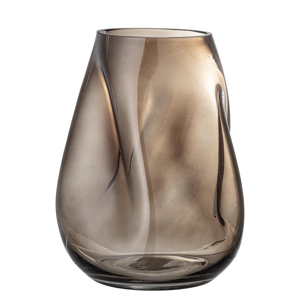 Bloomingville Ingolf Glasvase, Braun, 26 cm Blumenvase Dekovase mit gedrehter Form