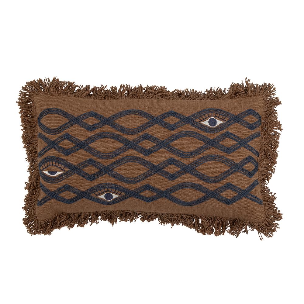Bloomingville Galia Kissen Braun 50x25 cm – Baumwolle, gestickt & mit Fransen