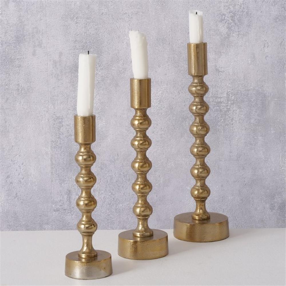 BOLTZE Kerzenleuchter Klisko, 3-teiliges Set im Eleganten Design aus Metall in Gold