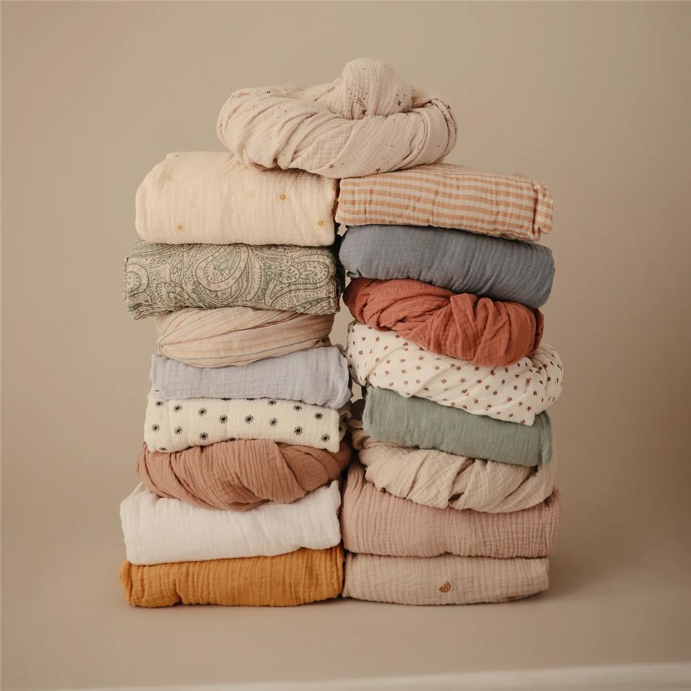 Mushie Musselin-Kinderbettlaken, Tradewinds, 120x60cm Spannbettlaken