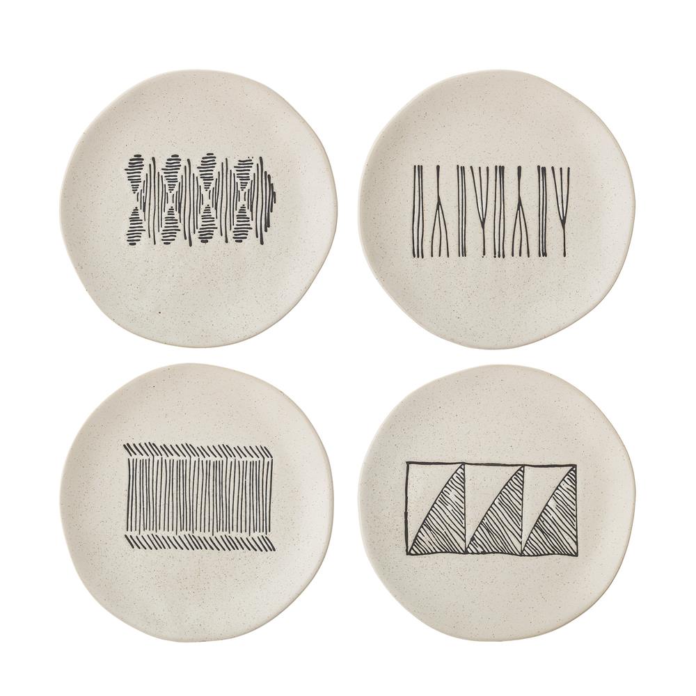 Bloomingville Eliana Teller 4er Set Schwarz Steingut 19cm Dessertteller dänisches Design