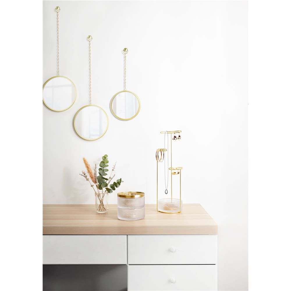 Umbra Tesora Schmuckbaum Messing Hoher Schmuckständer für Ketten mit Integrierter Schmuckablage