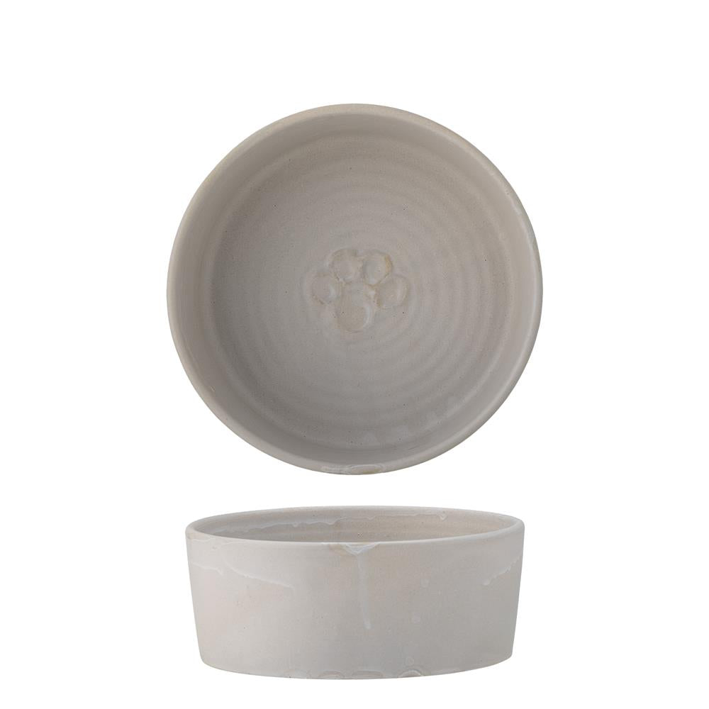 Bloomingville Buddy Pet Schale, Weiß, Steingut, 1 L, Ø 17,5 cm, Futternapf, spülmaschinengeeignet