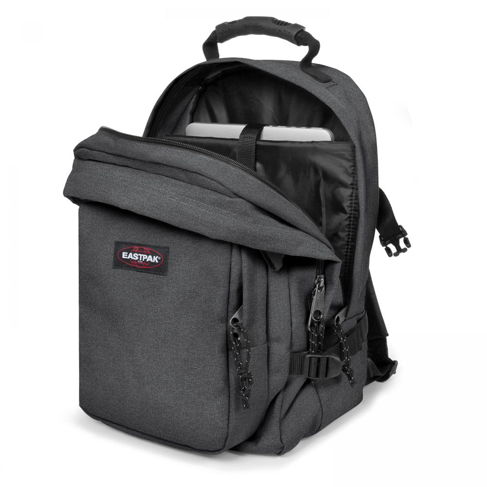 Eastpak PROVIDER, Großer Rucksack, Black Denim (grau), 33L, mit Flaschenhalter und Laptopfach