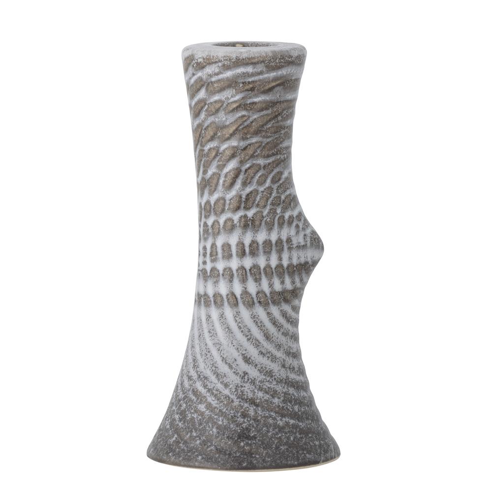 Bloomingville Raheem Kerzenhalter in Grau, 17cm, aus Steingut