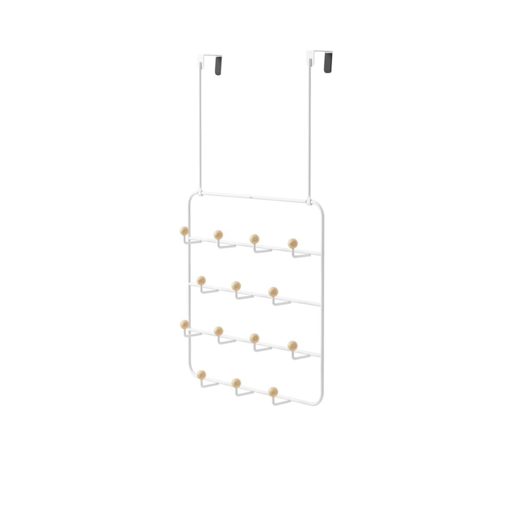 Umbra Estique Multifunktionale Türgarderobe mit 14 Haken, Türhaken ohne Bohren, Wandgarderobe in Weiß