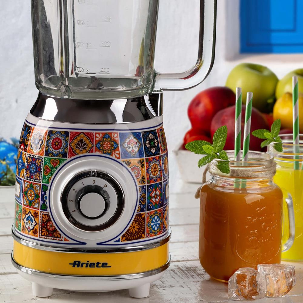 Ariete Positano Standmixer, Mediterranes Design, Glasbehälter 1,5L, Smoothie Maker, 1000W