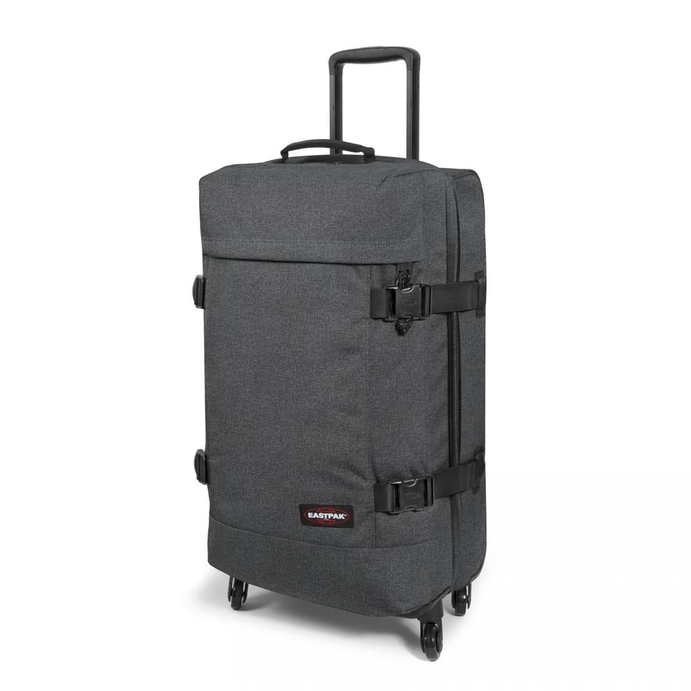 Eastpak TRANS4 M, Reisetrolley, Black Denim (grau), 68L, Rollkoffer mit 4 Rädern und TSA-Schloss