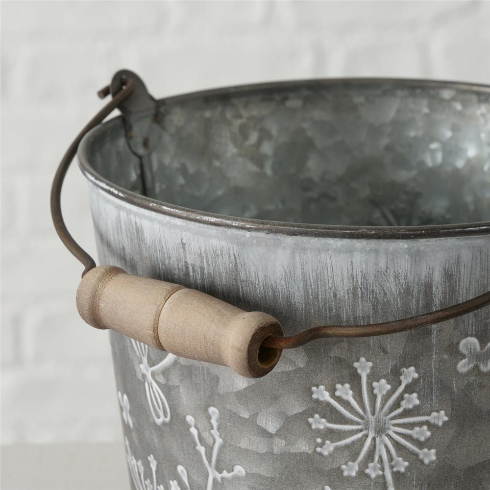 BOLTZE Eimer Silene 15cm Zink Blumentopf Pflanzgefäß Zinkeimer Übertopf Shabby Chic