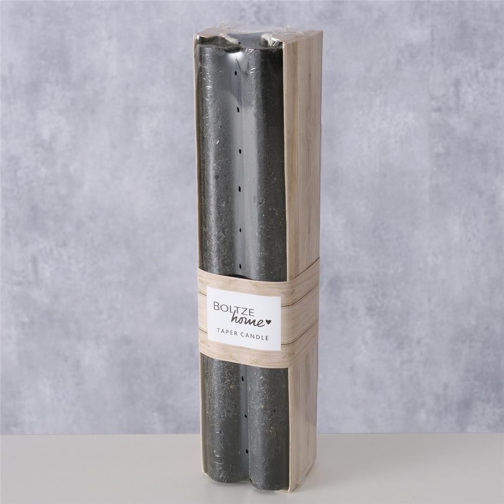 BOLTZE Stabkerze Melia schwarz 4 Stück 20cm Kerzen Wachskerzen Leuchterkerzen Tafelkerzen