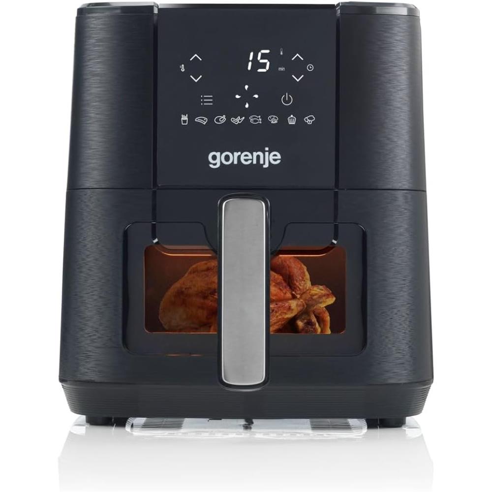 Gorenje AF1350DWB Heißluftfritteuse mit Sichtfenster 1350W 5,4L Antihaft Beschichtung schwarz