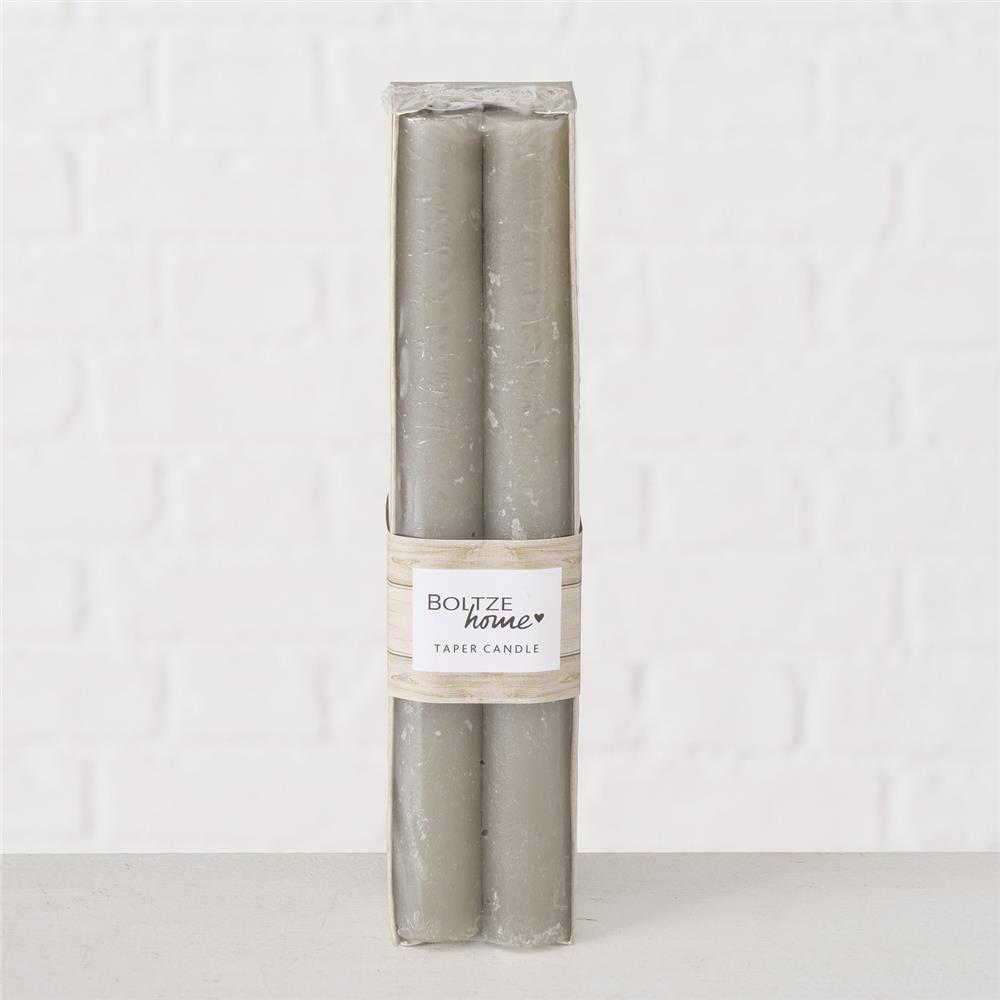 BOLTZE Stabkerze Melia hellgrau 4 Stück 20cm Kerzen Wachskerzen Leuchterkerzen Tafelkerzen
